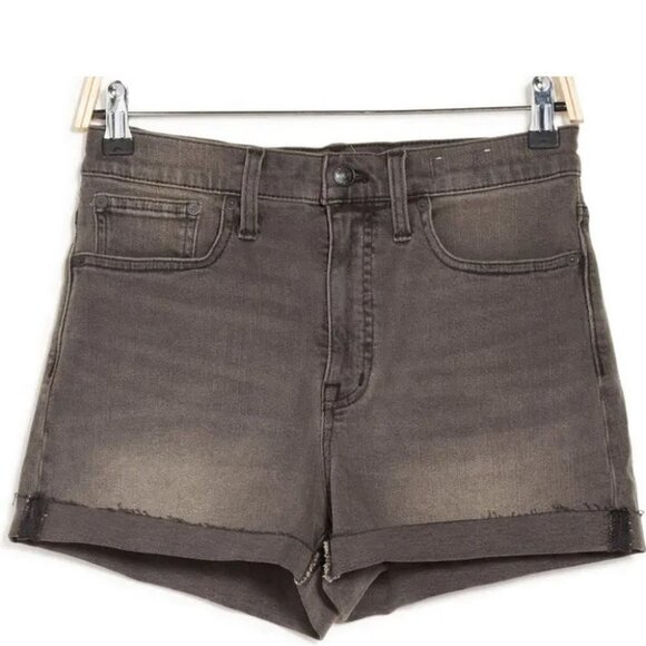 NEW Madewell High Rise Denim Shorts Grey Black Size 32 M5774 2021 Cotton 2021 - Picture 2 of 15